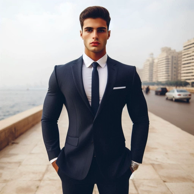 Swap Your Face onto a Dashing Young Man in a Stylish Blue Suit